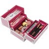 Glamlily Iridescent Pink Train Makeup Case, 3 Tier 5 Compartment Cosmetic Storage Box - 4 of 4