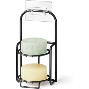 Shampoo Bar Holder, Self-Draining Soap Caddy for Shower, Bathroom Wall, Kitchen Sink, Stainless Steel Rack, Black - 1 of 4