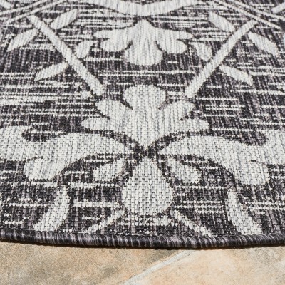 Elegant Gray Synthetic Rectangular Flat Woven Indoor/Outdoor Rug