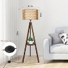 GDFStudio Charlotte Boho Wood Tripod Floor Lamp with Built-in Shelf and Double Shade - 3 of 4