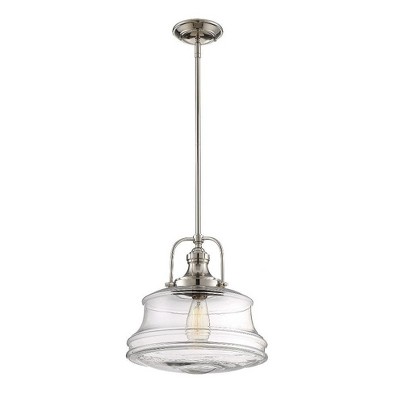 English Bronze Glass Pendant Light with Clear Shade