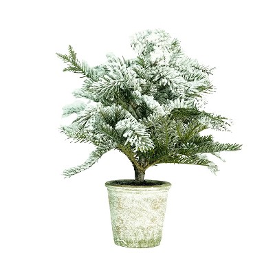 Northlight 20" Unlit Artificial Flocked Pine Tree in Faux Paper Pot