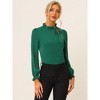INSPIRE CHIC Women's Elegant Long Sleeve Ruffle Tie Neck Business Work Top - 3 of 4