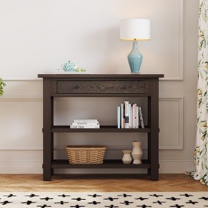 CAVINAS 36 inch Console Table with Drawer,Rustic Entryway Table with 2 Sturdy Shelves for Living Room,Hallway - 1 of 4