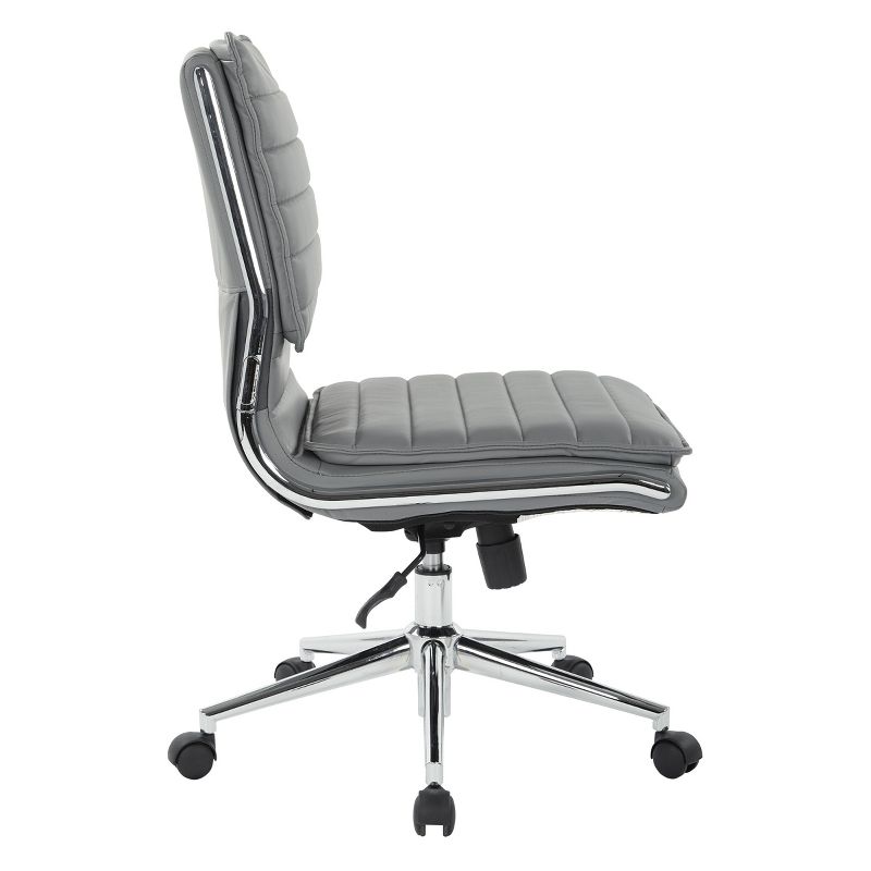 Armless Mid Back Manager's Faux Leather Chair with Chrome Base - OSP Designs, 4 of 8