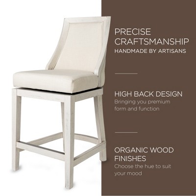 Vienna 26 Inch White Oak Swivel Counter Stool with Natural Upholstery