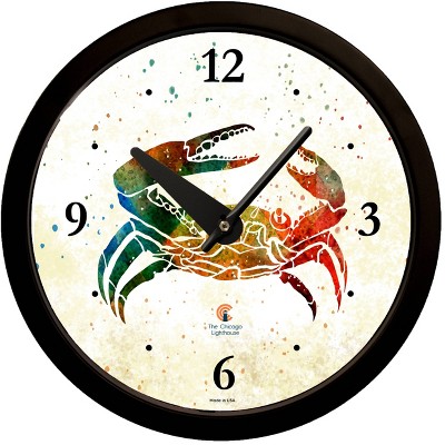 14.5" Artist Series Rich Green Sea Crab Decorative Clock Black - The Chicago Lighthouse