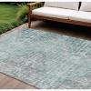 Teal Blue And Ivory Geometric Washable Indoor Outdoor Area Rug - 2 of 4