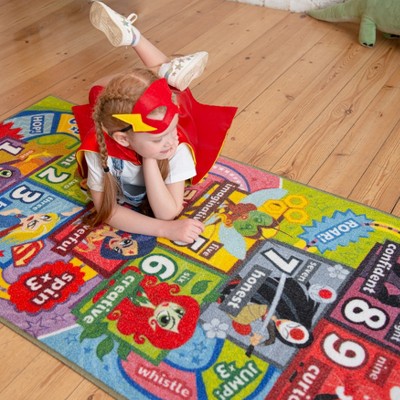 DC Super Hero Girls Educational Hopscotch Rug, 2' 7" x 6' 0"
