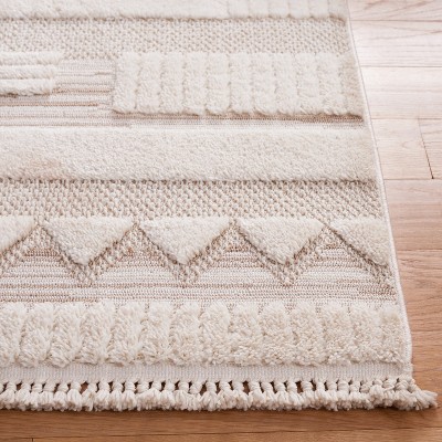 Bohemian Ivory Geometric Tassel Rug - 5'3" x 7'6"