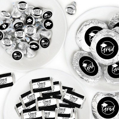 Big Dot of Happiness Black and White Grad - Best is Yet to Come - 2022 Graduation Party Candy Favor Sticker Kit - 304 Pieces