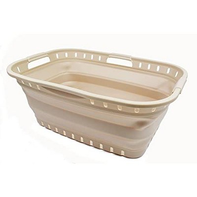 Apricot 44L Collapsible Plastic Laundry Basket with Comfort Grip Handles