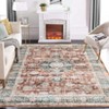Washable Vintage Rug Non Slip Low Pile Rug Soft Throw Floor Cover Foldable Indoor Carpet for Living Room Bedroom Office - 2 of 4