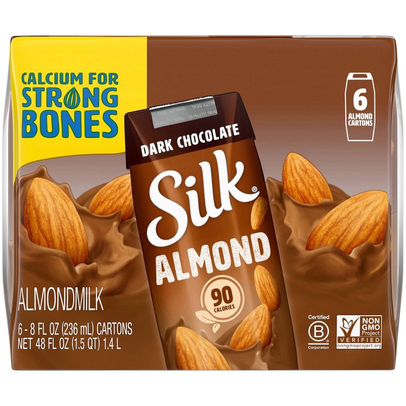 Silk Shelf-Stable Dark Chocolate Almond Milk - 6ct/8 fl oz Boxes, 2 of 8