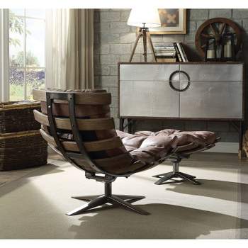 27" Gandy Chair/Ottoman Retro Brown Top Grain Leather - Acme Furniture