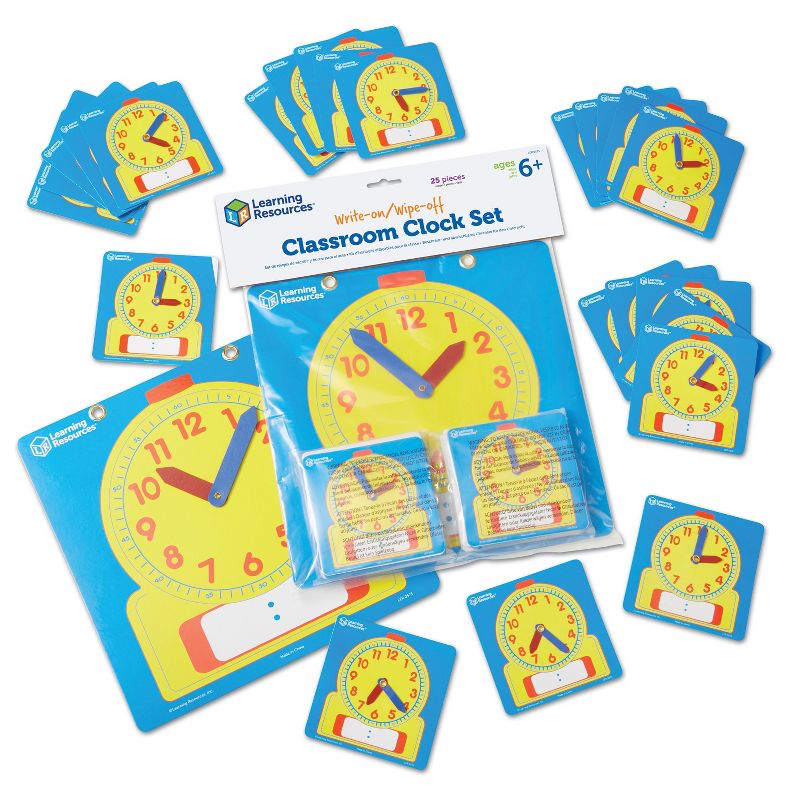 Learning Resources Write On/Wipe Clocks Classroom Set, 1 of 8