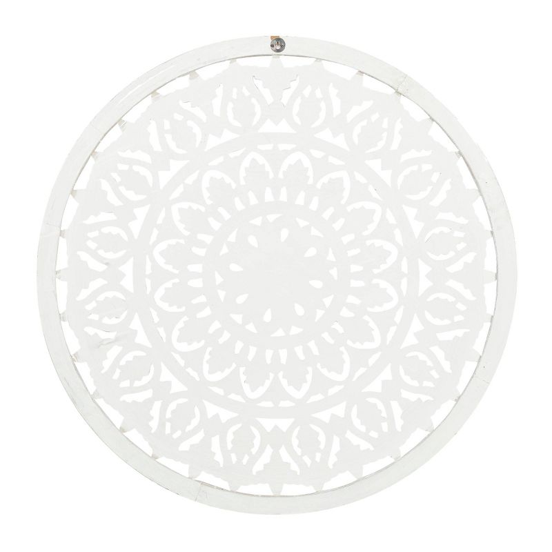 Wood Floral Handmade Intricately Carved Wall Decor with Mandala Design White - Olivia &#38; May, 4 of 20