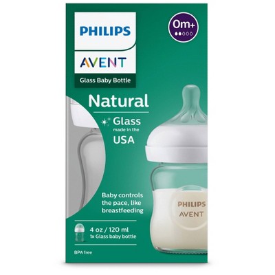 Philips Avent Glass Natural Baby Bottle with Natural Response Nipple - Clear - 4oz