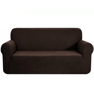 Home Mart Goods Chocolate Brown 2-Piece Set Slipcover Sofa & Loveseat Cover Protector 4-Way Stretch Elastic - 1 of 4