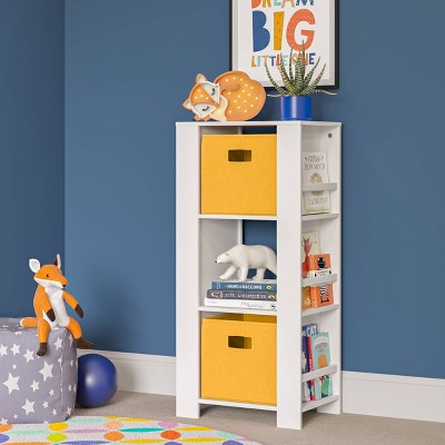 White Kids Bookshelf and Toy Organizer with Cubbies