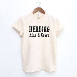 Simply Sage Market Women's Herding Kids and Cows Short Sleeve Garment Dyed Tee - 1 of 4