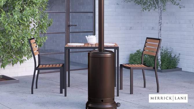 Merrick Lane Stainless Steel 7.5' Tall 40,000 BTU Outdoor Propane Patio Heater with Wheels, 2 of 13, play video