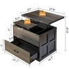 WOWLIVE Farmhourse Wood Square Coffee Table, Lift Top Coffee Table with 4-in-1 Storage, CT008 - 3 of 4