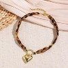 Scarf Necklace with Charm for Women Leopard Scarf Charm Necklace Vintage Bow Heart Leopard Necklaces Boho Layered Pearl Coin Necklaces Summer - 4 of 4