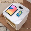 OKD Modern Nightstand w/Charging Station & Faux Marble Tabletop, Luxury Bed Side Table - 2 of 4