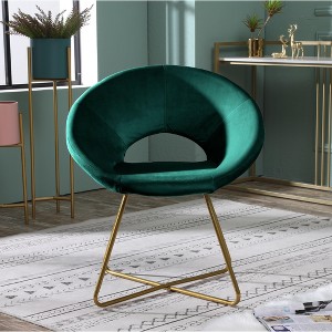 NicBex 1pc Accent Chair Silky Velvet Tufted Lounge Chair with Gold Tone Finished Base Reading Chair Comfy Chair for Living Room Bedroom Studio - 1 of 4