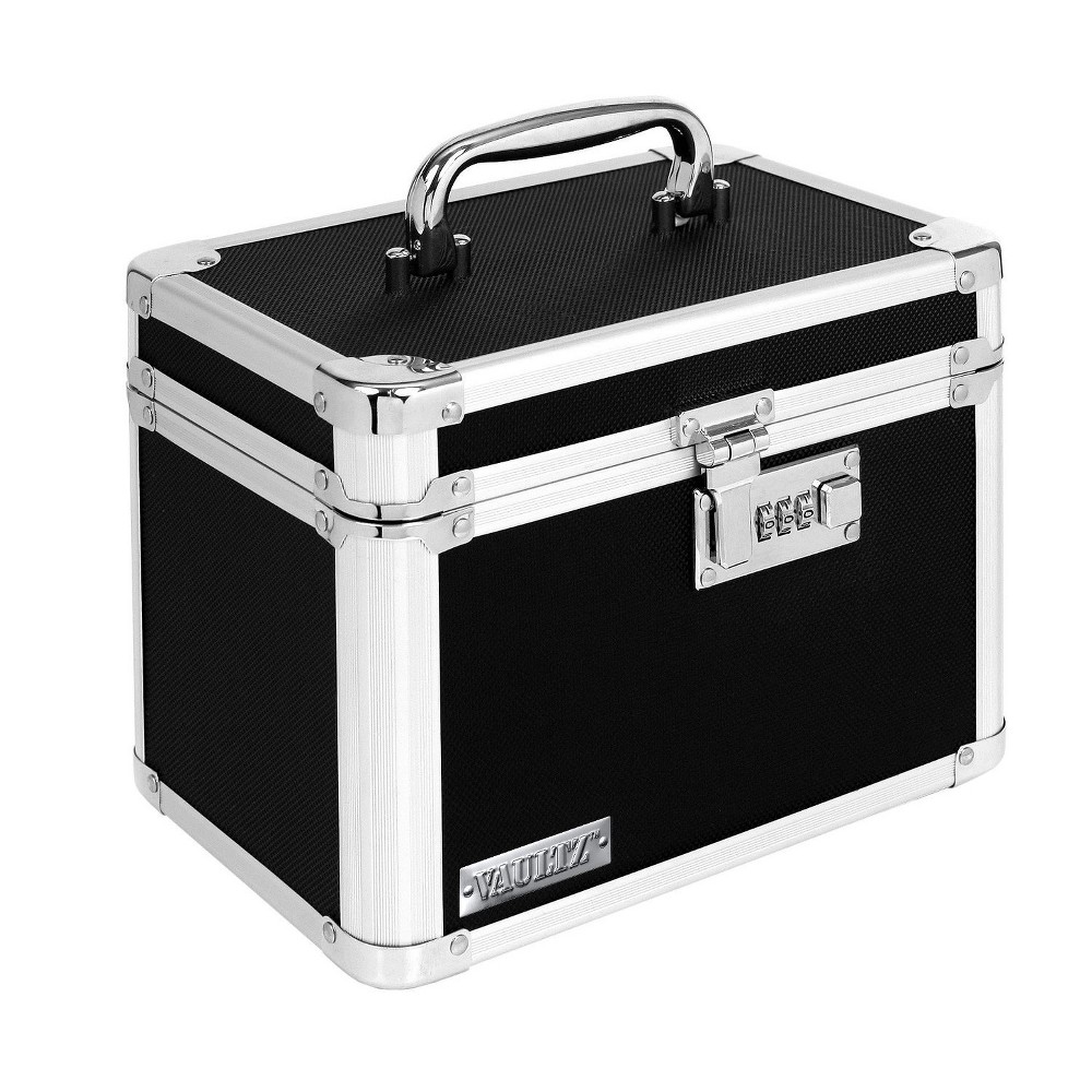 Vaultz Small Locking Storage Case with Dividers, Tactical Black