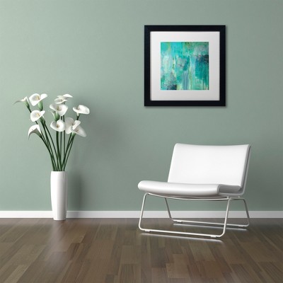 Aqua Circumstance II Abstract Canvas Print with Black Frame