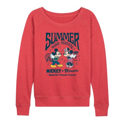 Women's - Disney - Mickey & Friends Lightweight French Terry Wide Neck Long Sleeve Shirt