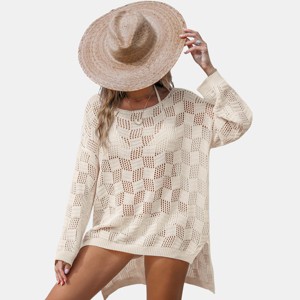 Women's Chic Crochet Openwork Beach Cover Up - Cupshe - 1 of 4