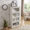 HDZNVF 4 Tier Glass Display Cabinet for Living Room Stylish Storage Curio Cabinet with Flip Up Glass Doors, White - 3 of 4