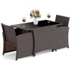 Costway 3 PCS Wicker Bistro Set Balcony Furniture Set with Tempered Glass Dining Table - 2 of 4