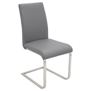 LumiSource Set of 2 Foster Contemporary Dining Chair Stainless Steel/Gray: Upholstered, Steel Frame, Floor Protectors - 1 of 4