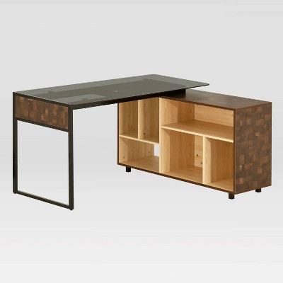 Modern L Shaped Desk With Hutch Gray - Techni Mobili : Target