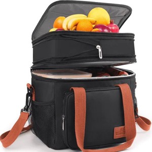 Racxily 17L Expandable Dual Compartment Lunch Bag, Leakproof Warmer/Cooler Lunch Tote Bag with Side Pocket&Shoulder Strap for Work, Picnic - 1 of 4