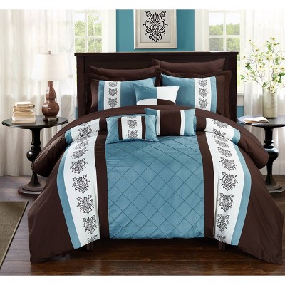 Queen 10pc Dalton Bed In A Bag Comforter Set Brown - Chic Home Design