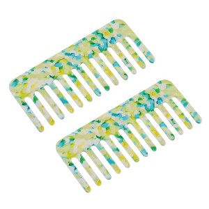 Unique Bargains Anti-Static Hair Comb Wide Tooth for Thick Curly Hair Hair Care Detangling Comb For Wet and Dry Dark 2.5mm Thick Light Green 2 Pcs - 1 of 4