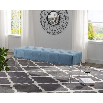 NicBex Upholstered Bench,49 inch Velvet Ottoman with Acrylic Legs for Living Room,Entryway