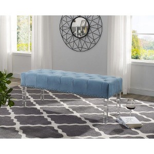 NicBex Upholstered Bench,49 inch Velvet Ottoman with Acrylic Legs for Living Room,Entryway - 1 of 4