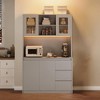 70inch Tall Kitchen Pantry Cabinet, Kitchen Storage Cabinet with Power Outlets, Food Pantry Cabinet with Microwave Stand, Glass Door,Handless Design - 4 of 4