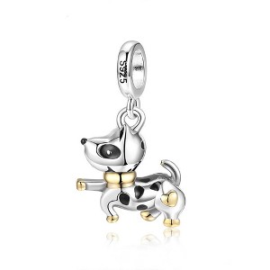 Dachshund Dog Puppy Charm European Bead Sterling Silver Ginger Lyne Collection - 1 of 4