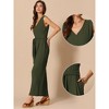 INSPIRE CHIC Women's V Neck Tie Front Casual Sleeveless Wide Leg Jumpsuit - 2 of 4