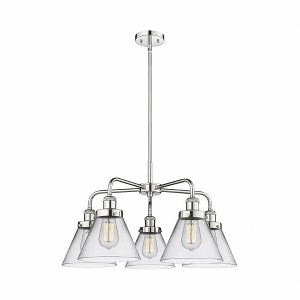 Cone - 5 Light Stem Hung Chandelier In Art Deco Style-15 Inches Tall and 25.75 Inches Wide - 1 of 1