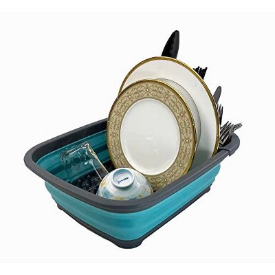 SAMMART 8L (2.11Gallons) Collapsible Plastic Dish Drainer - Foldable Drying Rack