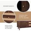 Angel Sar Rattan TV Stand for 75 Inch TV, Rustic Entertainment Center with 2 Large Drawers, Sliding Doors, Media Console with Solid Wood Legs, Brown - 4 of 4