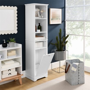 64" Tall Bathroom Storage Cabinet, Freestanding Floor Cabinet with Adjustable Shelves, Narrow Storage Cabinet for Living Room Bathroom Kitchen - 1 of 4